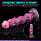 Inflatable Dildo – Beaded Platinum Silicone Expanding Toy | Purple Gradient | 2.59–2.83in | Domlust