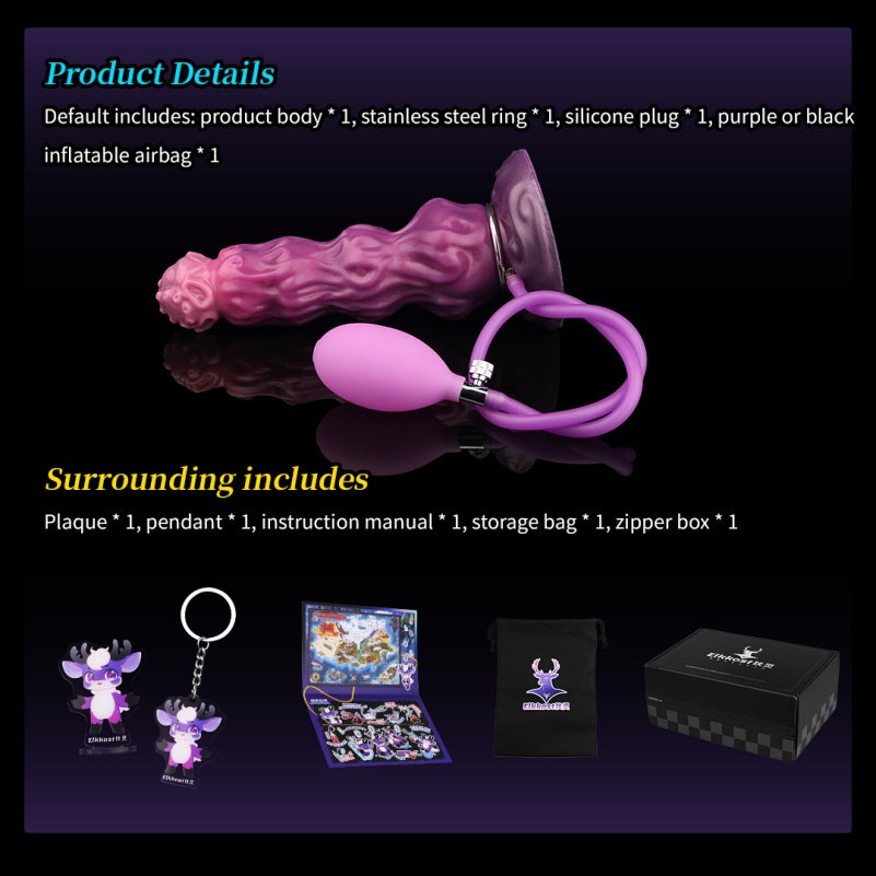 Inflatable Dildo – Beaded Platinum Silicone Expanding Toy | Purple Gradient | 2.59–2.83in | Domlust