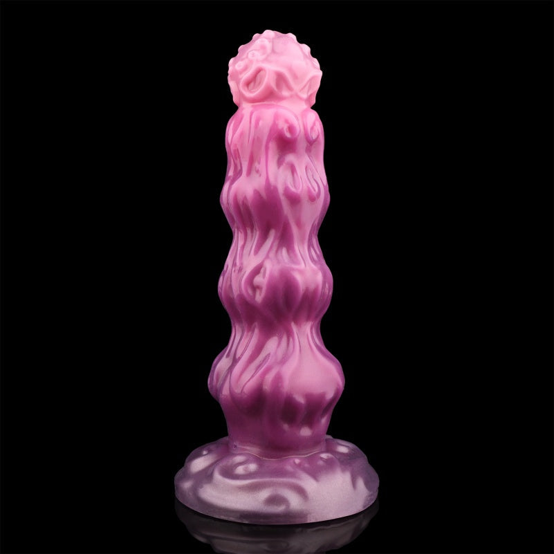 Inflatable Dildo – Beaded Platinum Silicone Expanding Toy | Purple Gradient | 2.59–2.83in | Domlust