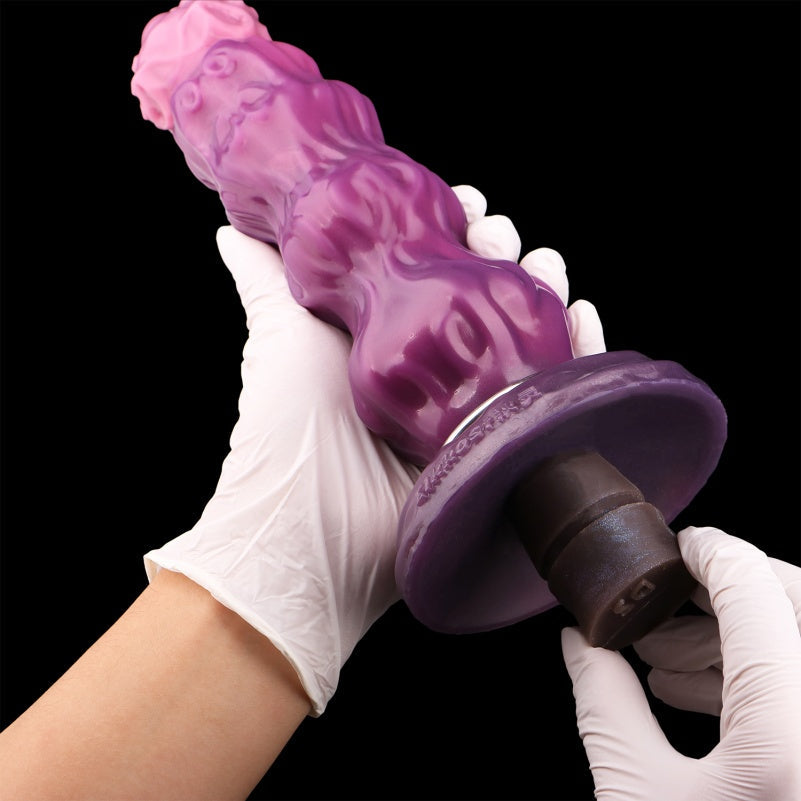 Inflatable Dildo – Beaded Platinum Silicone Expanding Toy | Purple Gradient | 2.59–2.83in | Domlust