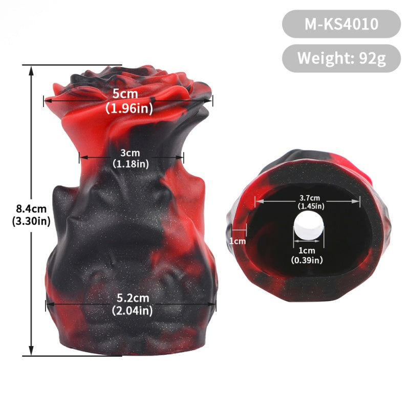 Red-Black Silicone Strapon Lust Fantasy Ball Gag - Female Bondage Erotic Tease Oral Sex Toy