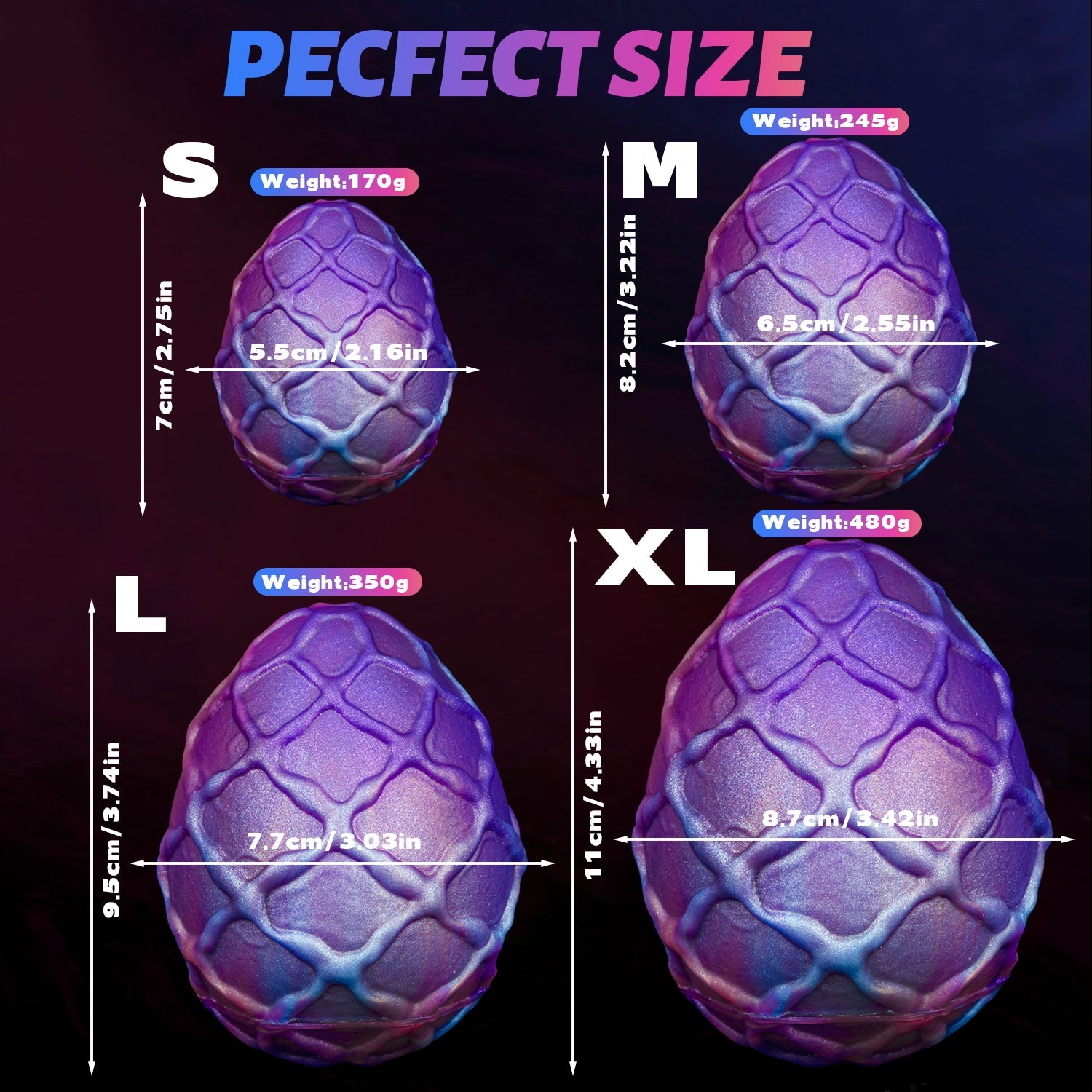 Dragon Egg Silicone Anal Plug with Detachable Metal Chain