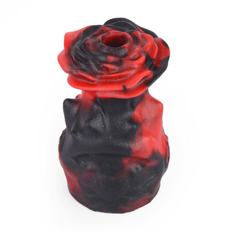 Red-Black Silicone Strapon Lust Fantasy Ball Gag - Female Bondage Erotic Tease Oral Sex Toy