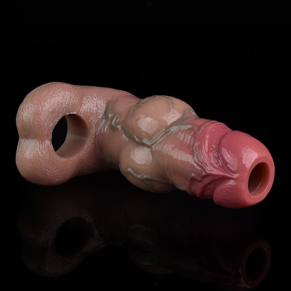 Knotted Dildo Cock Sleeve Sex Toy for Men - Realistic Penis Extender Cockring Ejaculation Trainer