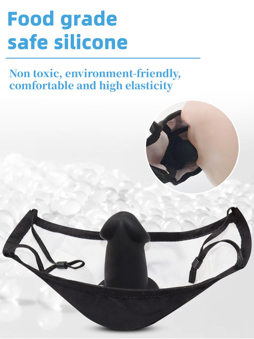 Dildo Gag Mask Oral Sex - Realistic Small Black Ballgag Sexual Toy for Women Men