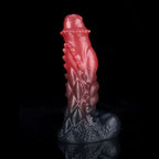 Spiny Orange Black Fantasy Knot Dildo – Textured Silicone Creature Toy with Harness-Compatible Base