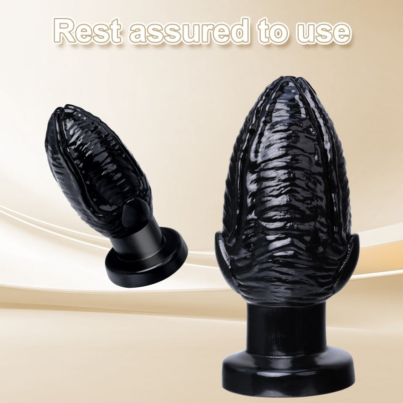 Fantasy Blooming Anal Huge Thick Dildo – Black Silicone Expanding Fisting-Inspired Buttplug