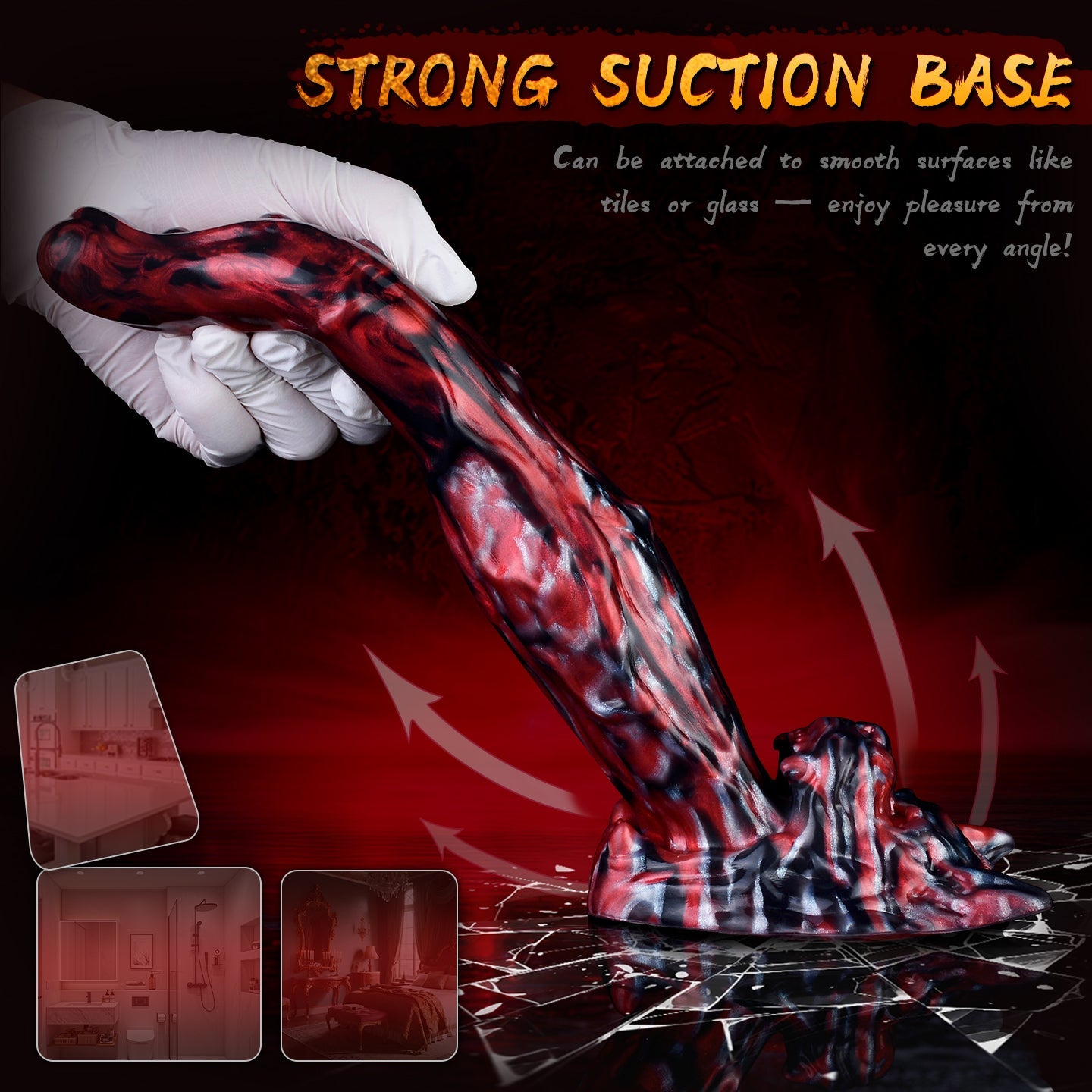 Domlust Black Tiger Monster Dildo | Obsidian Bloodswirl Platinum Silicone Fantasy Toy S–XXL