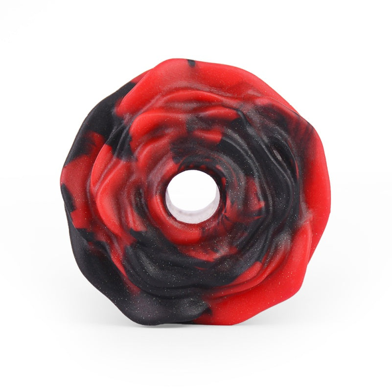 Red-Black Silicone Strapon Lust Fantasy Ball Gag - Female Bondage Erotic Tease Oral Sex Toy