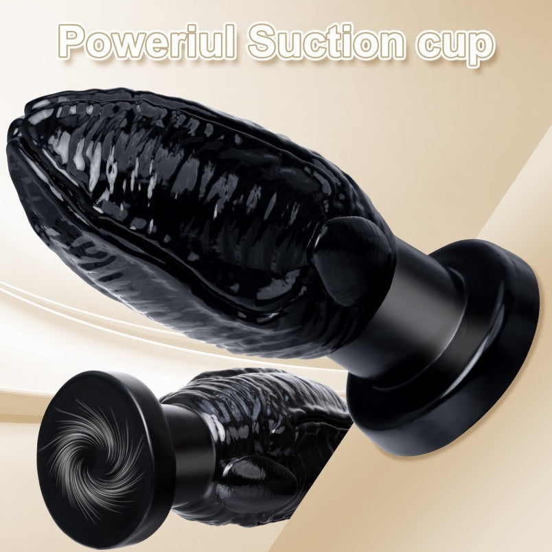 Fantasy Blooming Anal Huge Thick Dildo – Black Silicone Expanding Fisting-Inspired Buttplug