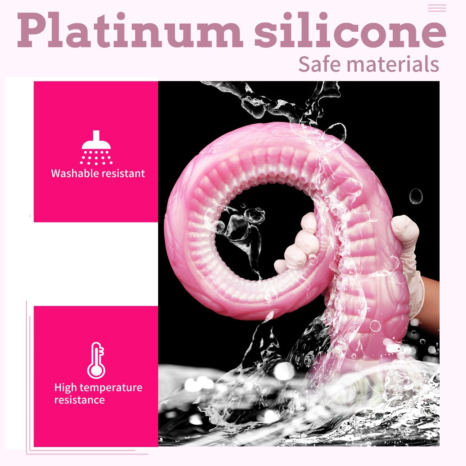 Platinum Silicone Tentacle Dildo – Fantasy Pink Big Suction Cup Sex Toys | S to XXL 25 Inch Sizes