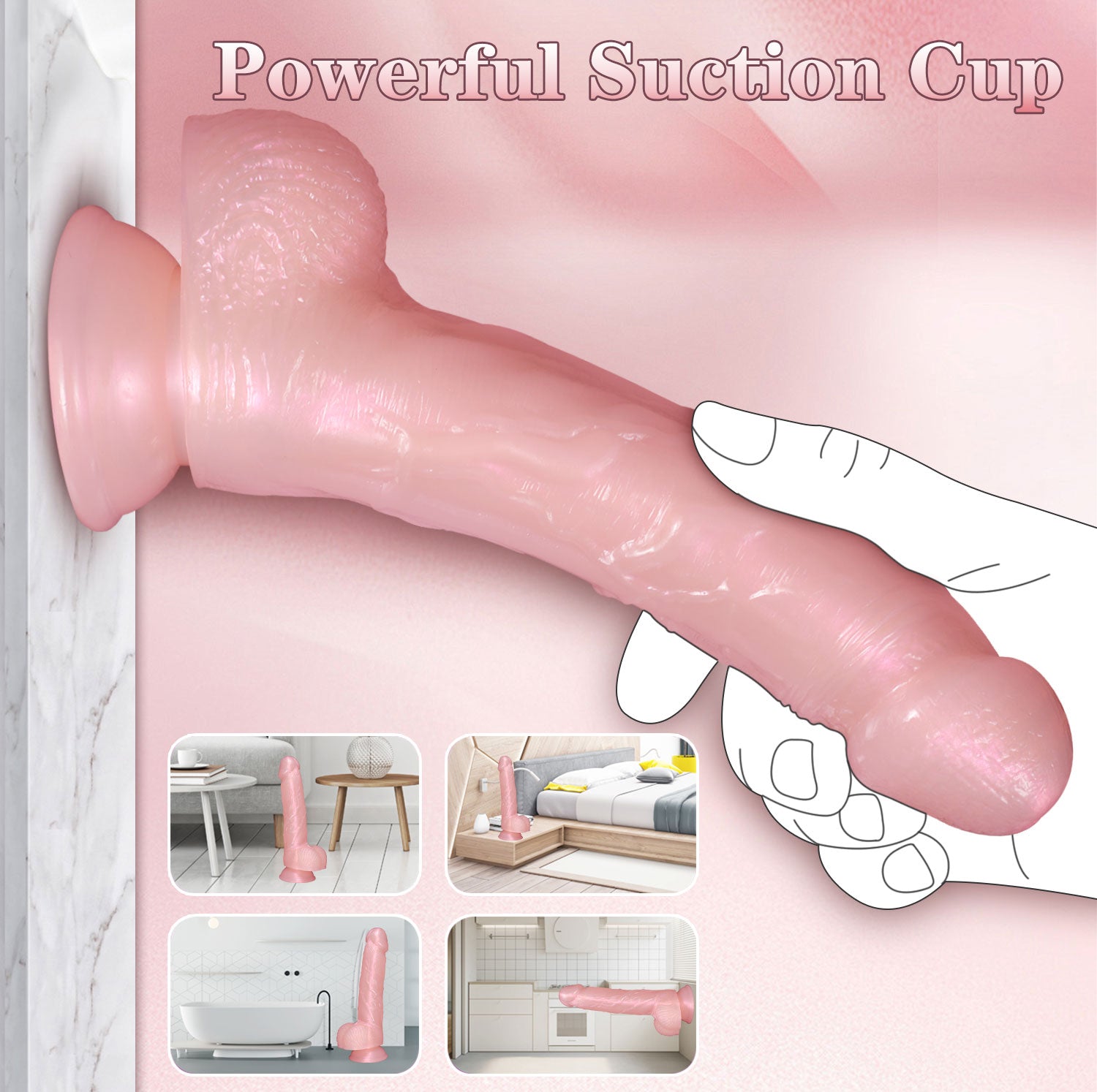 Strapon Pink Dildo Butt Plug - Strapless Realistic Suction Cup Lesbian Couple Sex Toy