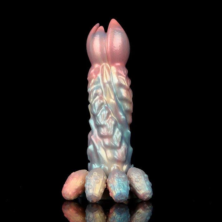 Edwiin Colorful Inflatable Ovipositor Dildo with 4 Eggs – Silicone Fantasy Egg Laying Toy