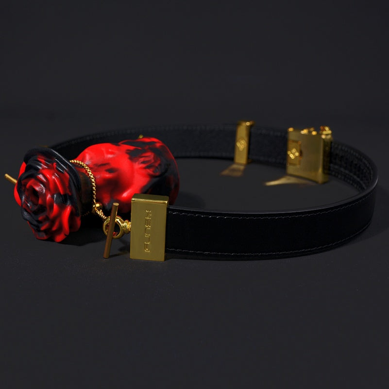 Red-Black Silicone Strapon Lust Fantasy Ball Gag - Female Bondage Erotic Tease Oral Sex Toy