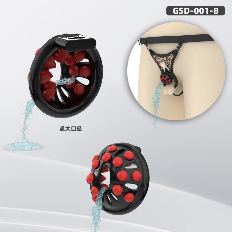 Silicone Chastity Thong Set with Vibrating Plug & Soft Spike Cage-GSD Series