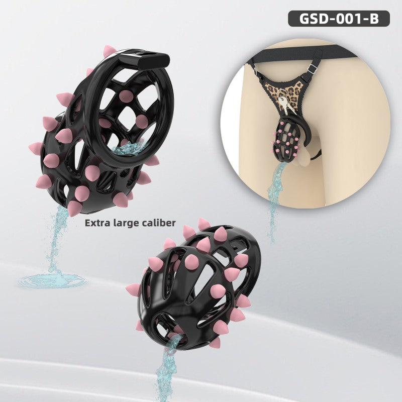 Spiked Chastity Cage Harness Set with Remote Vibrating Anal Plug GSD