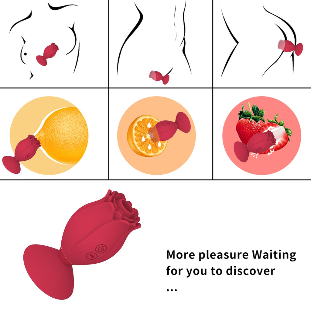 Clit Sucking Suction Cup Rose Toys - Powerful Nipple Clit Sucker Stimulation