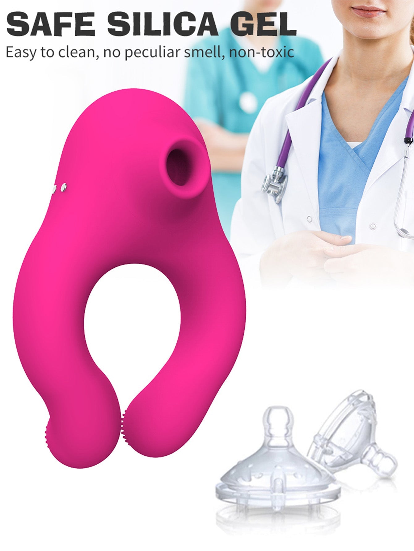 Female Oral Sex Sucking Vibrator - Male Penis Cock Ring Clit Clamp Couple Sex Toys