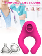 Tongue Licking Oral Sex Vibrator - Penis Cock Ring Clit Sucking Couple Sex Toys Stimulator