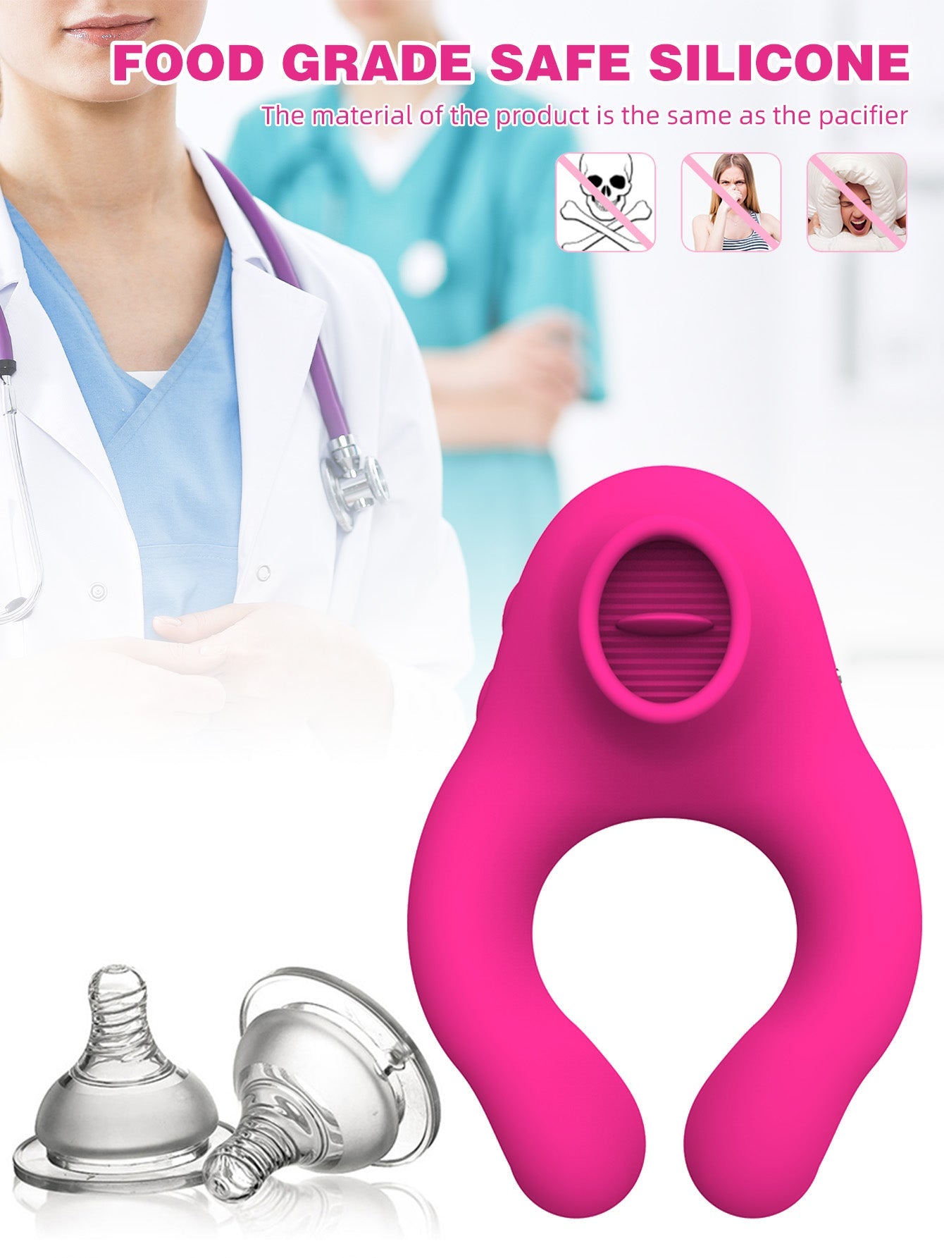 Tongue Licking Oral Sex Vibrator - Penis Cock Ring Clit Sucking Couple Sex Toys Stimulator