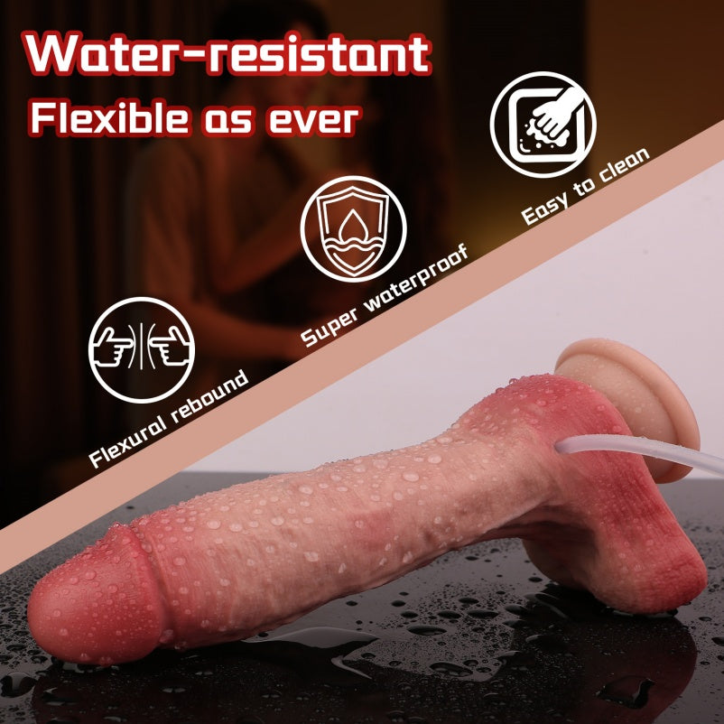 Realistic Squirting Dildo Strap-On – Flesh Silicone Fake Cum Suction | Domlust