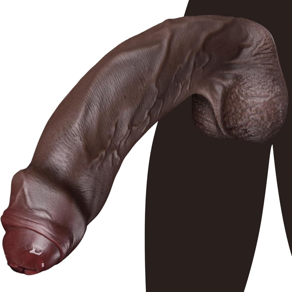 Big Black Dildo – Realistic Curved G-Spot Silicone Dildo with Suction Cup | Domlust NobleSculpt