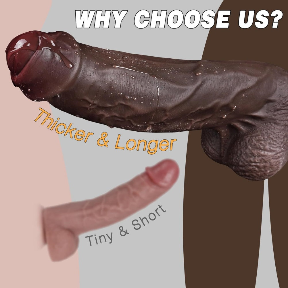 Big Black Dildo – Realistic Curved G-Spot Silicone Dildo with Suction Cup | Domlust NobleSculpt
