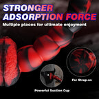 Domlust Blood Black Beaded Monster Dildo – Platinum Silicone Graduated Bulb Fantasy Suction Cup Sex Toy