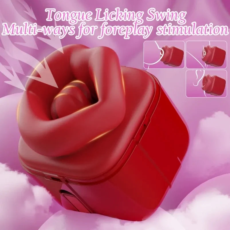 Red Lip Clit Sucking Thrusting Vibrator - Dual-action Vibrating Bullet Tongue Oral Sex Toys