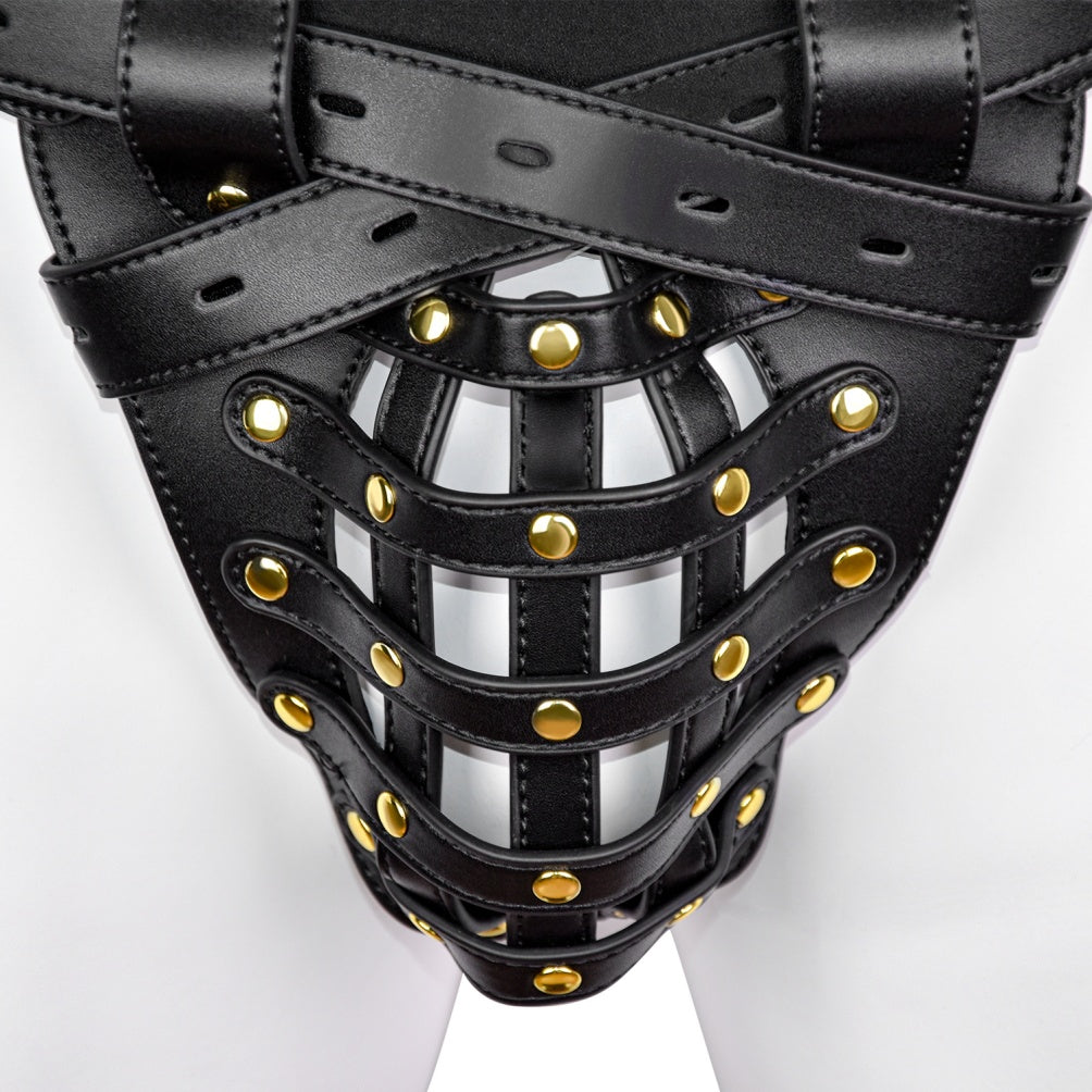 Leather Strap-on Bondage G-String - Mesh Open Design BDSM Toys