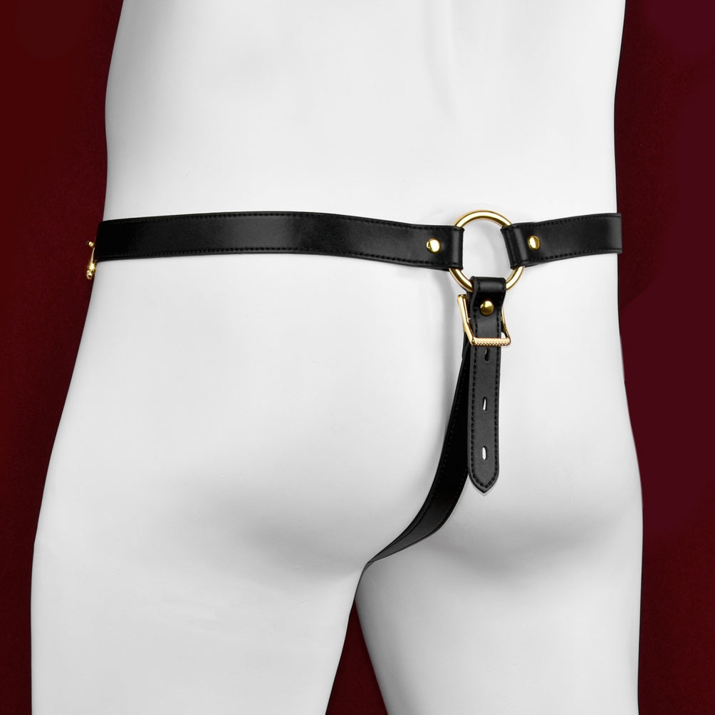 Leather Strap-on Bondage G-String - Mesh Open Design BDSM Toys