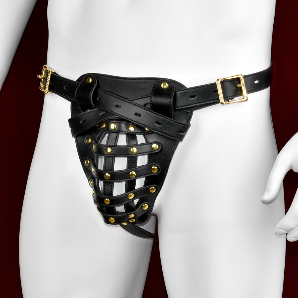 Leather Strap-on Bondage G-String - Mesh Open Design BDSM Toys