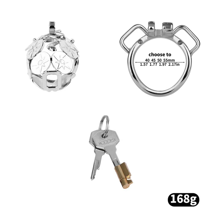 Solar Serpent Stainless Steel Chastity Cage – Coiled Snake Design