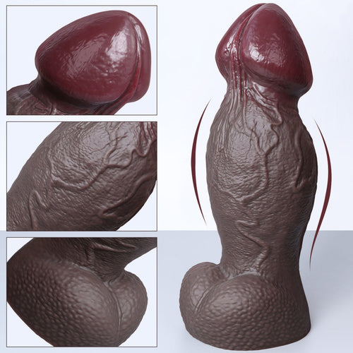 Big Black Dildo Realistic – Dual-Tone Giant Silicone Thick Dildo S/M/L/XL | Domlust