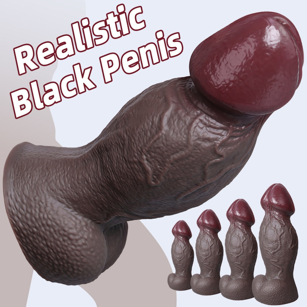 Big Black Dildo Realistic – Dual-Tone Giant Silicone Thick Dildo S/M/L/XL | Domlust