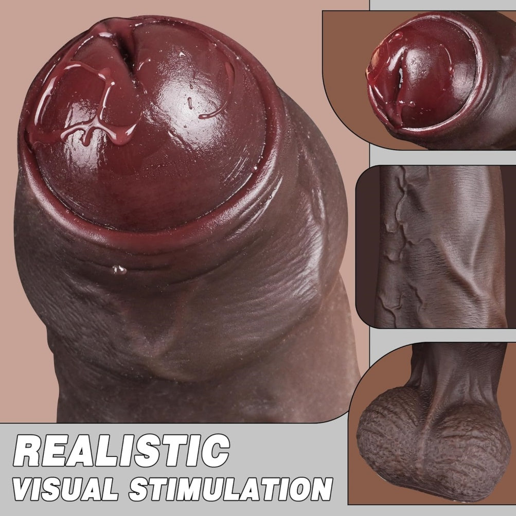 Domlust Giant Black Realistic Dildo – Dual-Density Platinum Silicone 9.65" G-Spot Suction Cup Fetish Sex Toy
