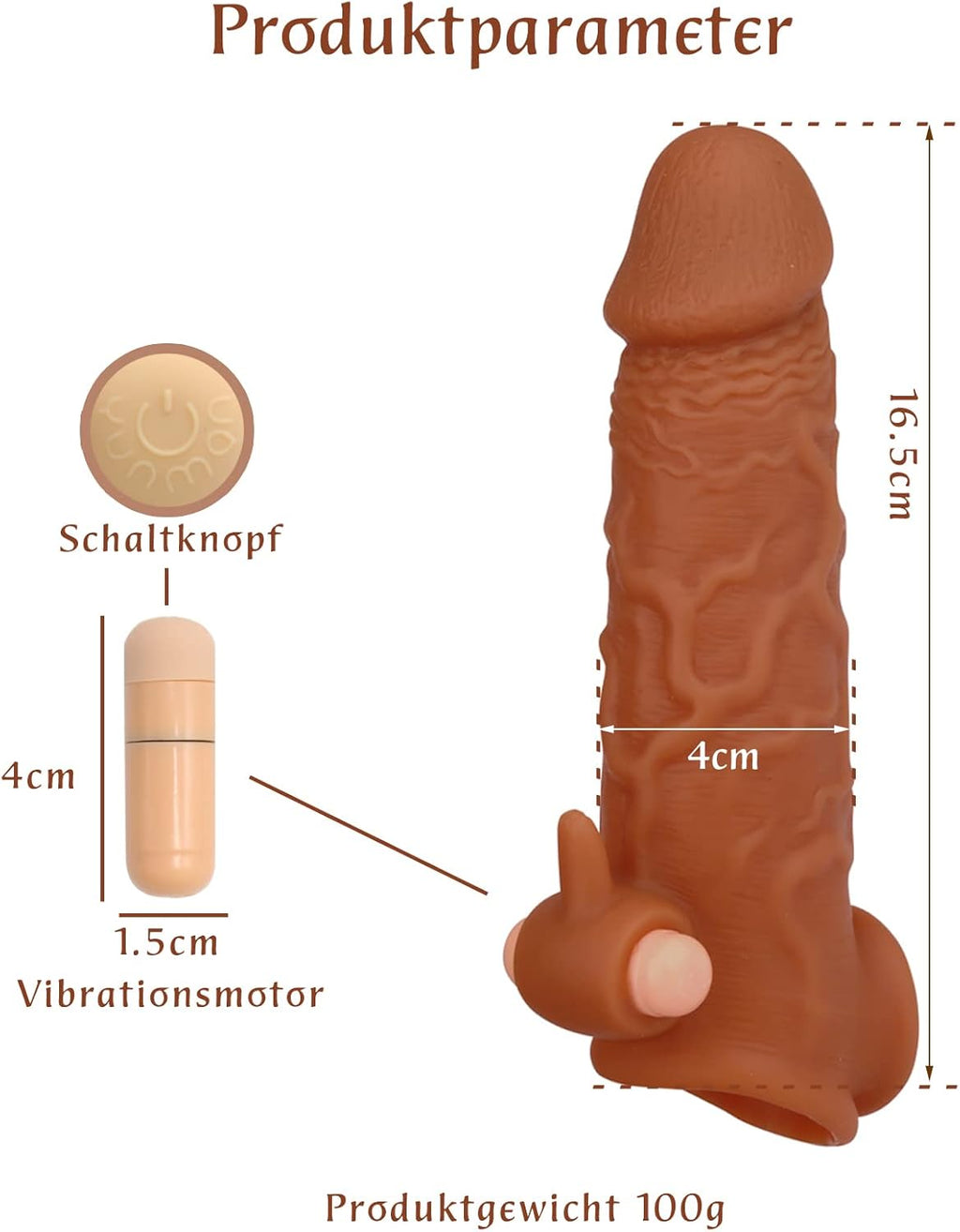 Life Size Penis Sleeve Condom - Vibrating Bullet Cocksleeve Clit Stimulator Sex Toys for Men
