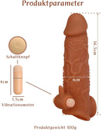 Life Size Penis Sleeve Condom - Vibrating Bullet Cocksleeve Clit Stimulator Sex Toys for Men