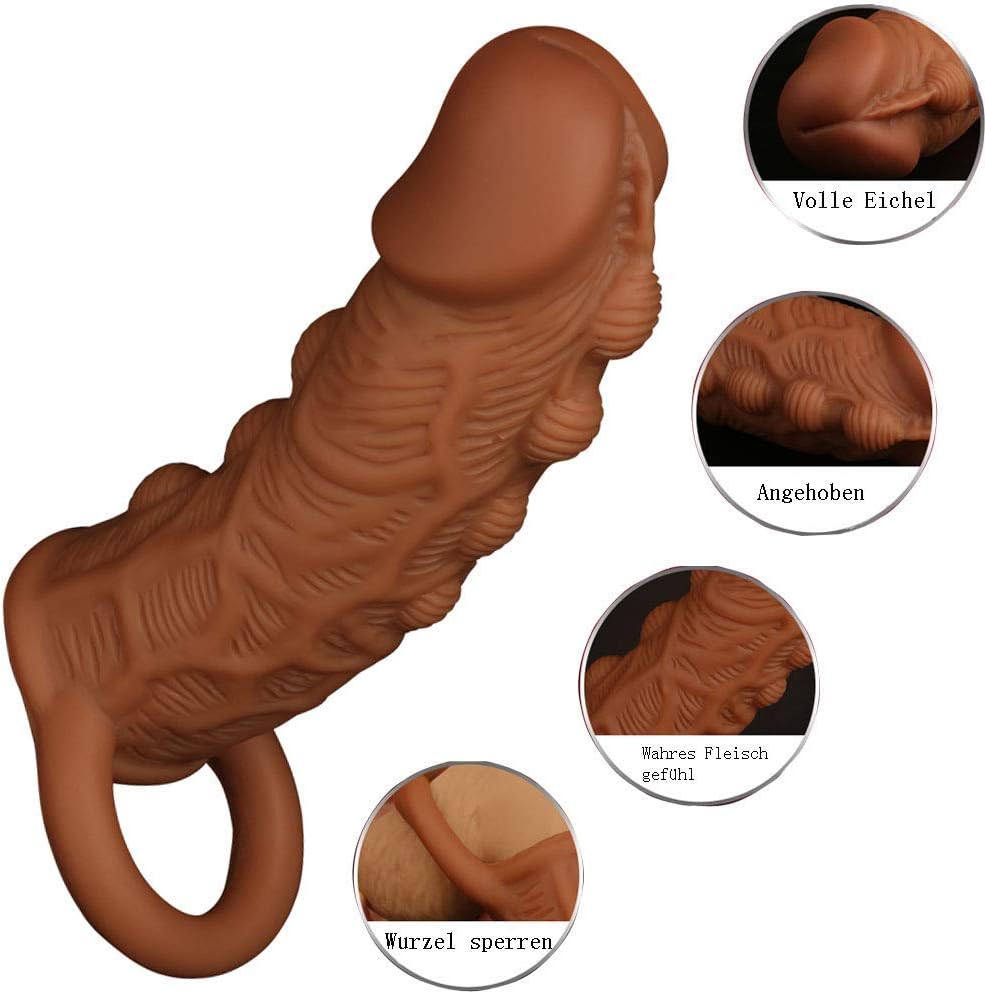 Life Size Knotted Cock Sleeve Male Sex Toys - Premium Silicone Textured Penis Sheath Enlarger