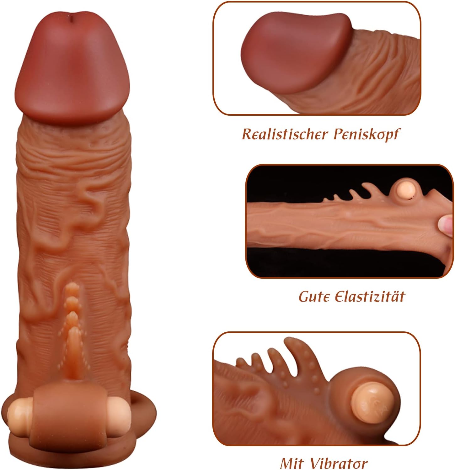 Life Size Vibrating Cock Sleeve Sex Toys for Men - Clit Bullet Stimulator Penis Condom