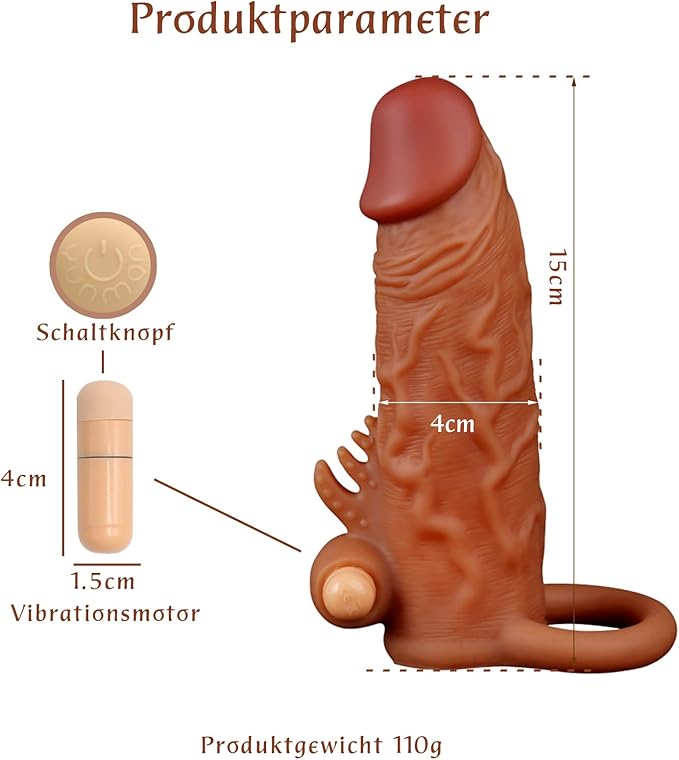 Life Size Vibrating Cock Sleeve Sex Toys for Men - Clit Bullet Stimulator Penis Condom