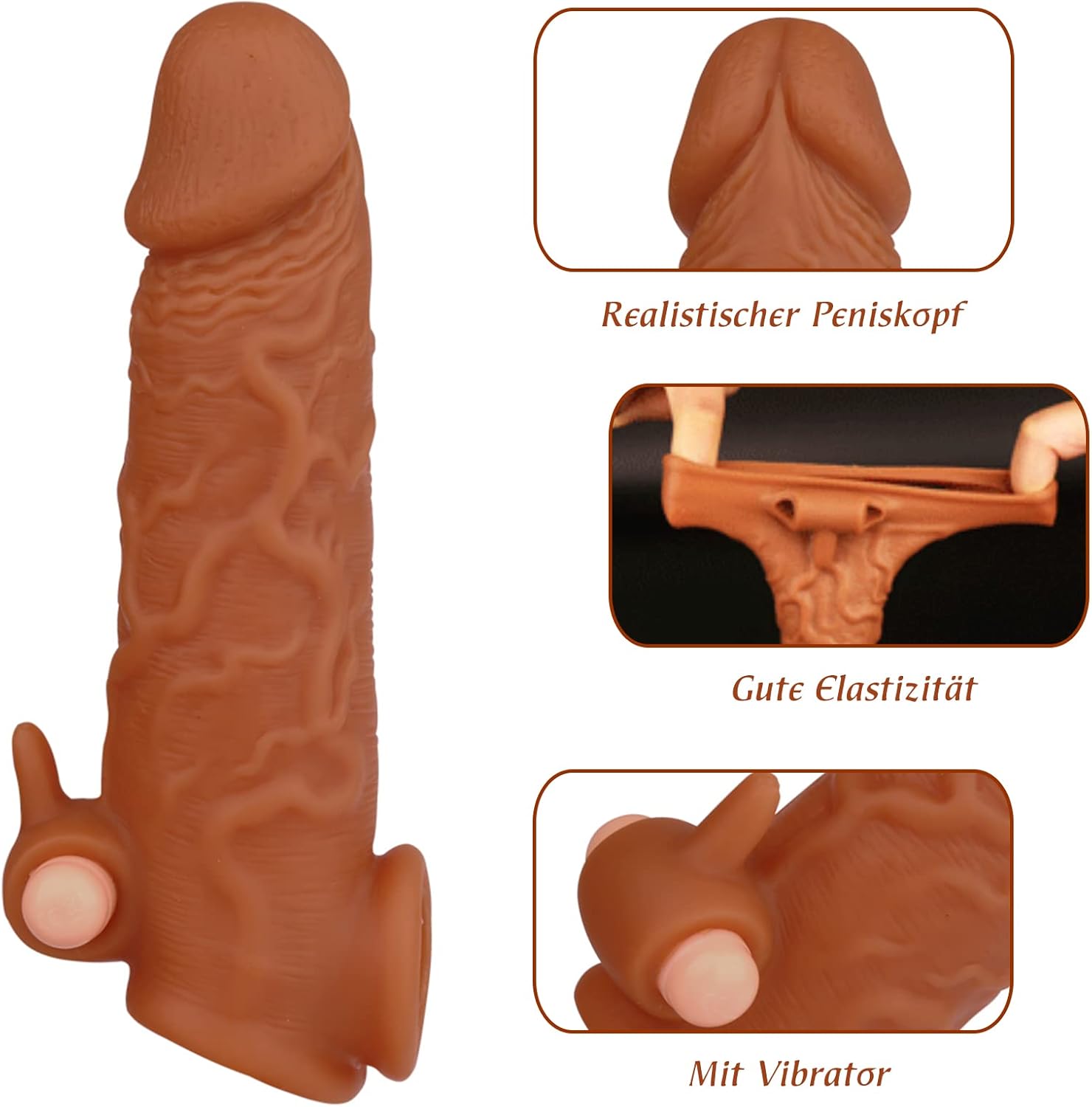 Life Size Penis Sleeve Condom - Vibrating Bullet Cocksleeve Clit Stimulator Sex Toys for Men