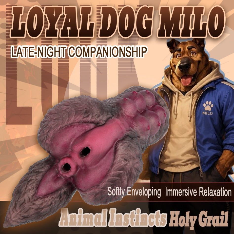 Wolf Pup Milo Dual-Channel Animal Pocket Pussy | Platinum Silicone Mini Sex Doll Stroker