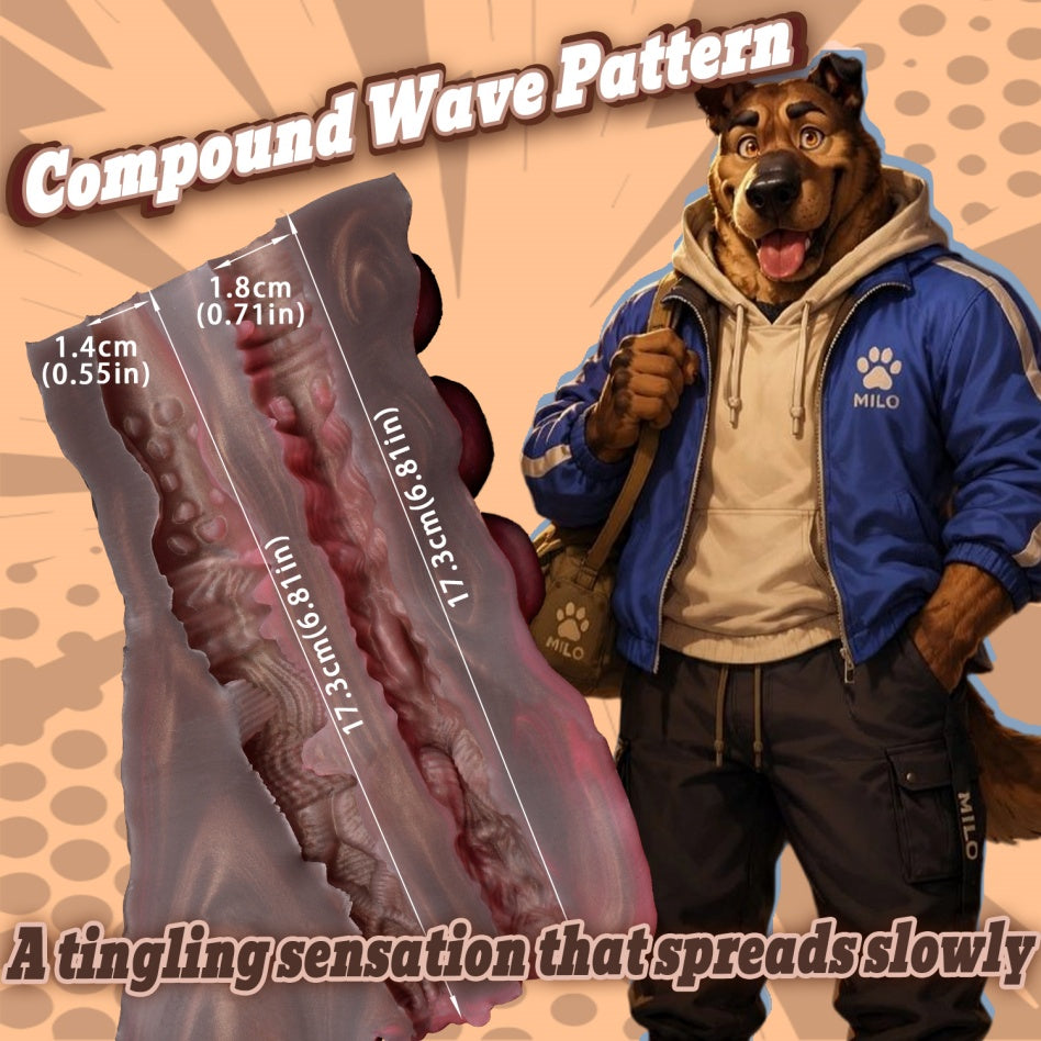 Wolf Pup Milo Dual-Channel Animal Pocket Pussy | Platinum Silicone Mini Sex Doll Stroker