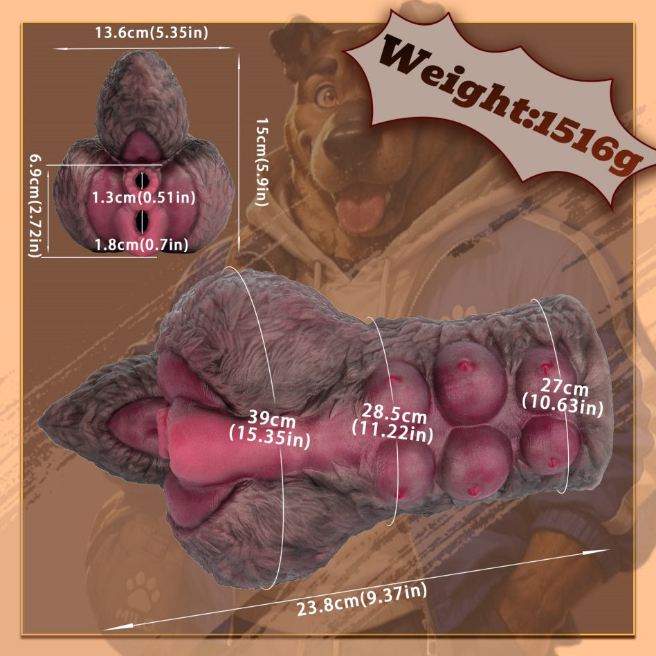 Wolf Pup Milo Dual-Channel Animal Pocket Pussy | Platinum Silicone Mini Sex Doll Stroker
