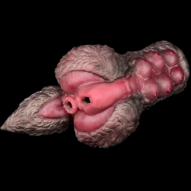 Wolf Pup Milo Dual-Channel Animal Pocket Pussy | Platinum Silicone Mini Sex Doll Stroker