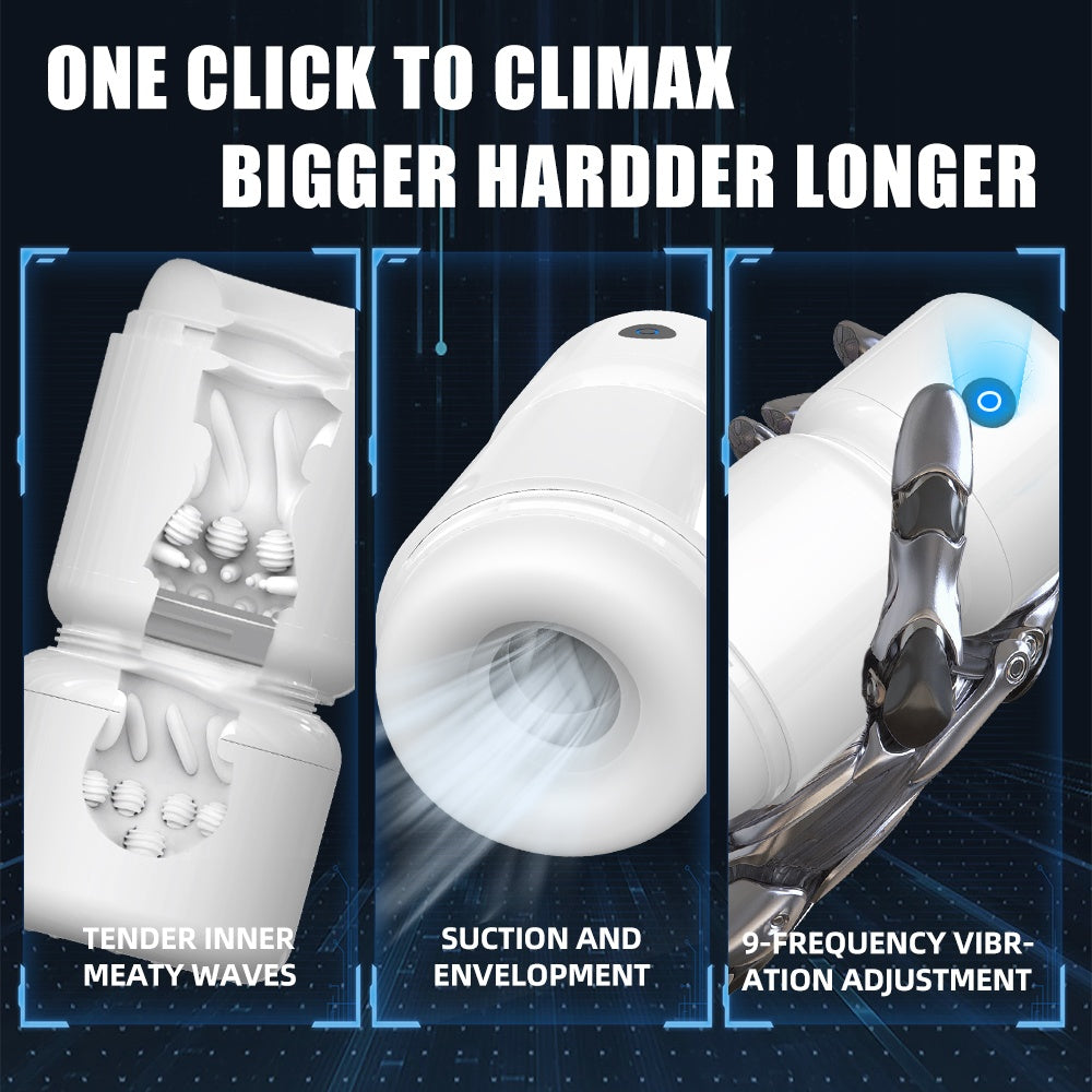 Suction Vibrating Penis Male Masturbator - Smart Waterproof Male Silicone Masturbation Cup