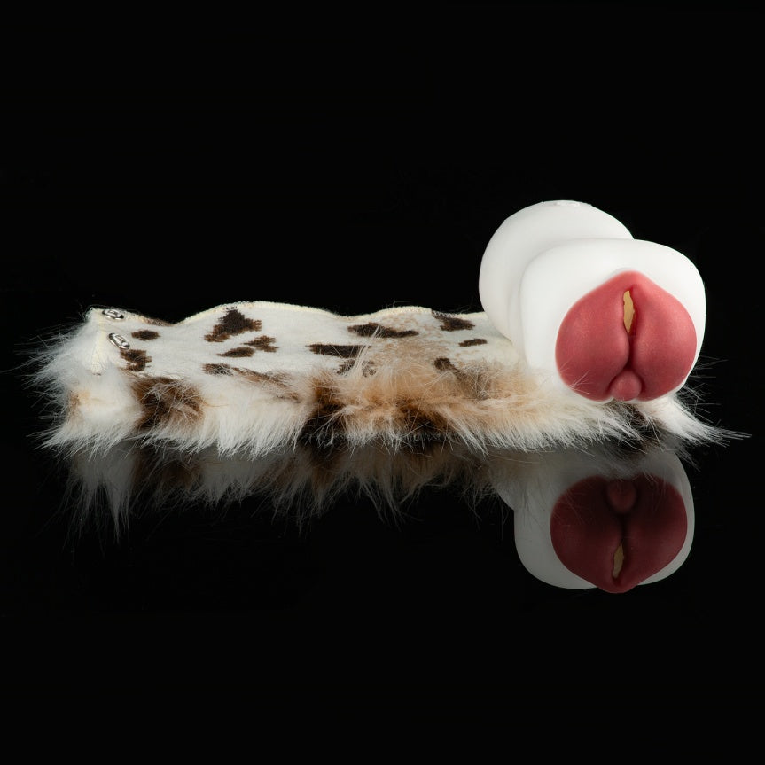 Dalmatian Fur Pocket Pussy – Removable Animal Fur Platinum Silicone Male Masturbator