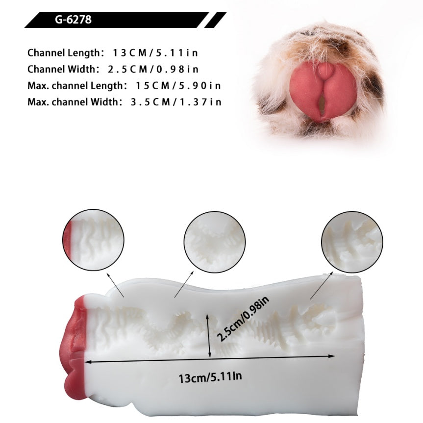 Dalmatian Fur Pocket Pussy – Removable Animal Fur Platinum Silicone Male Masturbator