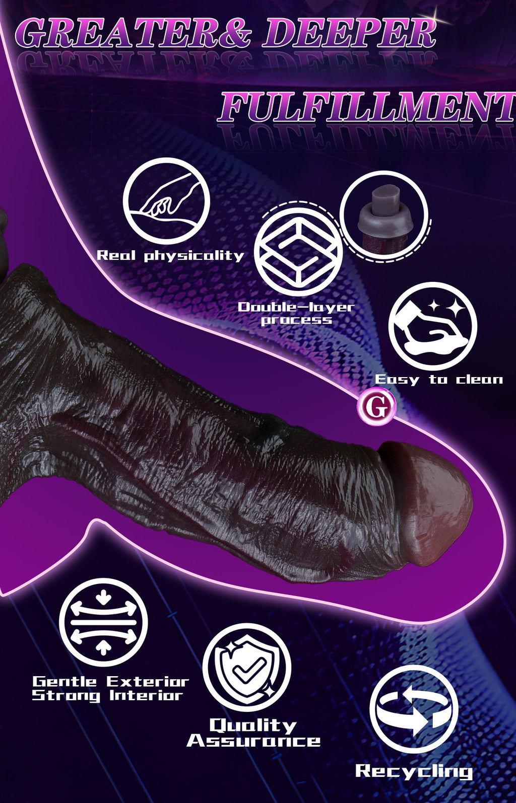 BlackDuke Realistic Black Dildo – Dual-Layer Platinum Silicone G-Spot Massager with Suction Cup